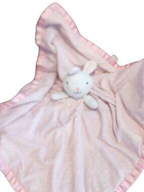 Cloud Island Bunny Plush Pink Polka Dot Lovey Baby Security Blanket 29 x 29